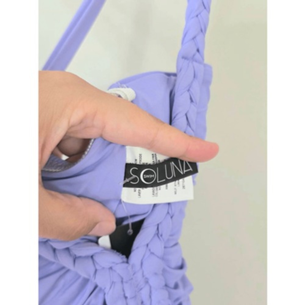 Soluna Swim Braided Maillot One Piece Swimsuit Periwinkle Blue Size Small NEW - Picture 8 of 9